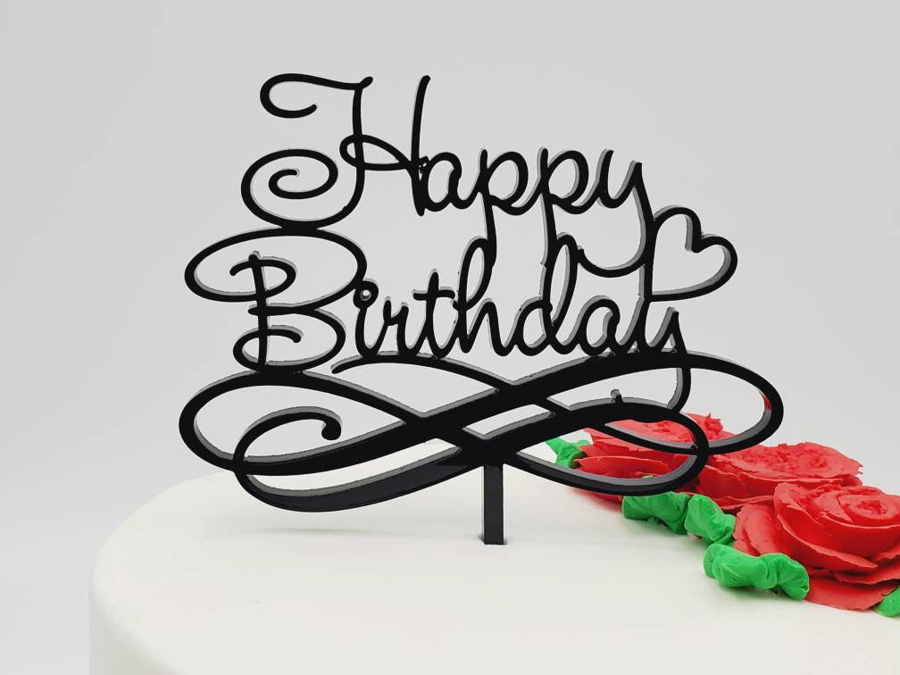 Happy Birthday Cake Topper- Black – Flour Shop